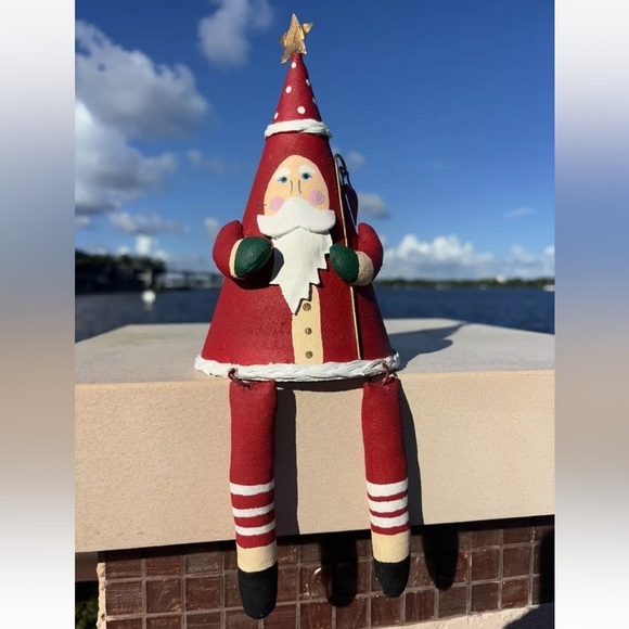Midwest Of Cannon Falls Cone Shape Paper Mache Folk Art Santa Shelf Sitter 12” - Picture 1 of 4